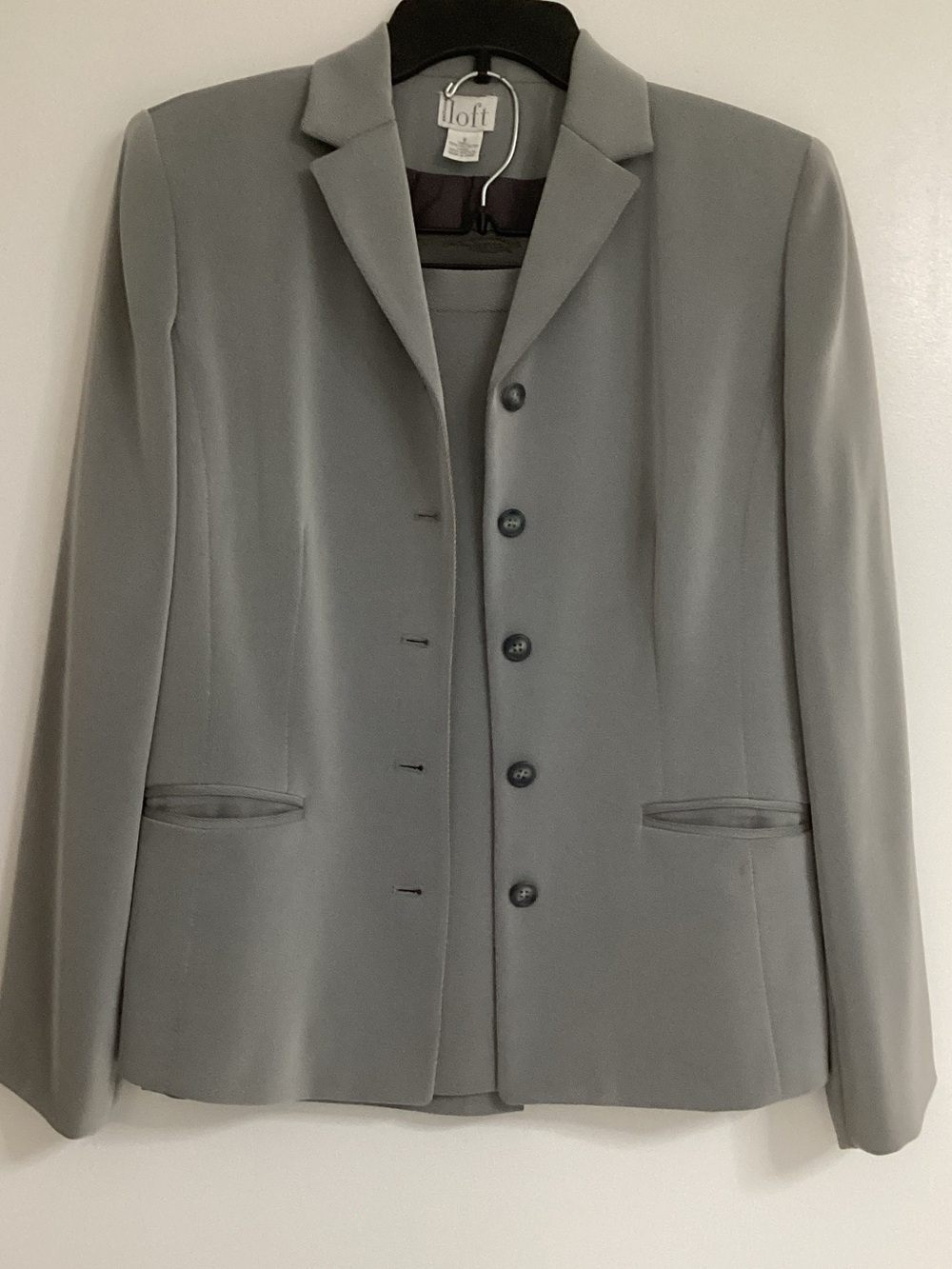 LOFT Gray Single-Breasted Blazer skirt suit